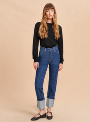 Molly High-Rise Straight Cuffed Jean - La Ligne