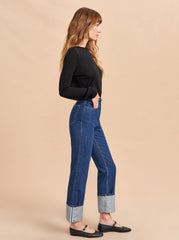 Molly High-Rise Straight Cuffed Jean - La Ligne