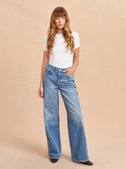 Isadora High-Rise Wide-Leg Side Stripe Jean - La Ligne