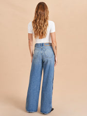 Isadora High-Rise Wide-Leg Side Stripe Jean - La Ligne