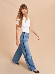 Isadora High-Rise Wide-Leg Side Stripe Jean - La Ligne