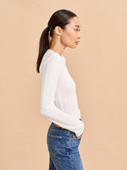 Pointelle Long Sleeve Tee - La Ligne