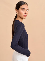 Pointelle Long Sleeve Tee - La Ligne