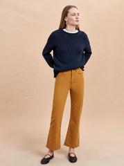 Meredith High-Rise Cropped Flare Twill Pant - La Ligne